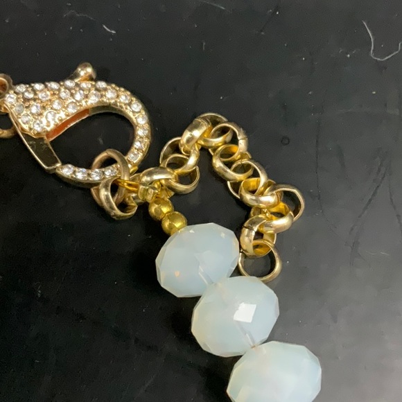 Ornate White Moon Stone and Gold Costume Jewelry Necklace - Picture 2 of 4